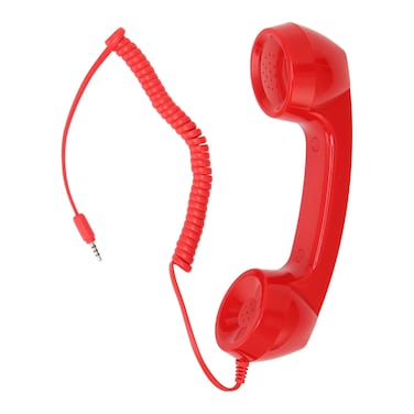 Asixxsix Retro Telephone Handset, Radiation Proof 3.5mm Cell Phone Receiver Microphone Speaker Vintage Retro Telephone Headphone for Cellphone Smartphone Computers (Red)