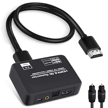 4K@60Hz HDMI 2.0b Audio Extractor Converter, HDMI to HDMI ARC + Optical Toslink SPDIF + 3.5mm Stereo Audio Out, HDMI Audio Splitter Adapter Support HDCP2.2 Digital PCM DTS 5.1, Optical Cable Included
