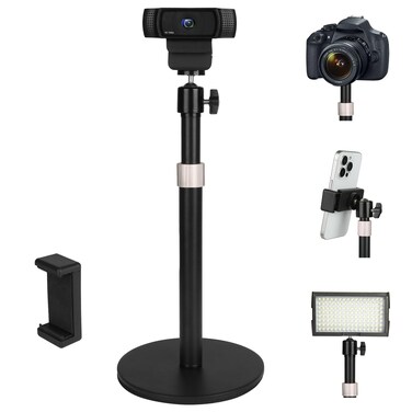 Mippko Webcam Camera Stand Phone Holder for Desk,1/4"-20 Threaded Compatible with Logitech Webcam C920 / C920S / C920x / C922 / C922x / C925e / C930 / C930e / C615 / C960,DSLR Camera/Smartphone