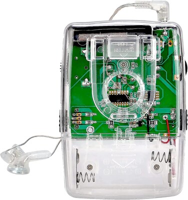 Retekess TR624 Portable Radio AM FM, Pocket Mini Radio, Clear Radio with Crystal Headphone, Powered by AAA Battery, Suit for Indoor Outdoor (Clear)