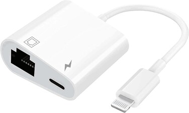 Lightning to Ethernet Adapter, [Apple MFi Certified] 2 in 1 Lightning to RJ45 Ethernet LAN Network Adapter for iPhone/iPad/iPod,Supports 100Mbps Ethernet Network with Charge Port,Plug and Play,All iOS