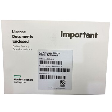 ILO 3/4 / 5 Advanced 1 Server License 1yr Support Compatible with HPE ProLiant DL360 DL380 DL580 G8 / G9 / G10 512485-B21 845052-B21