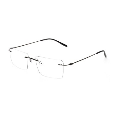 FAA'N Rectangle Rimless Glasses for Men Women Titanium Metal Frame Non Prescription Glasses(Gunmetal)