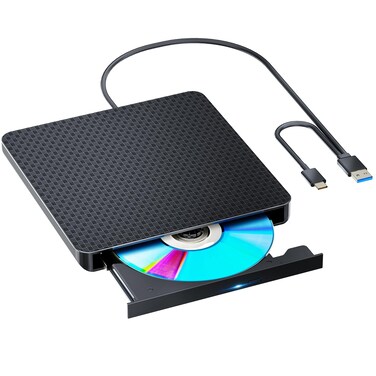 POTVMOSL External Compatible Bluray Player Read and Write Portable Burner Compatible with USB 3.0 and Type-C Port/Win 7-11/MAC OS Compatible for Reading BD/DVD/CD