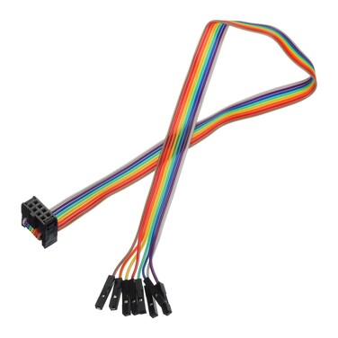 MECCANIXITY 1 Pcs IDC Rainbow Wire Flat Ribbon Cable FC-Female to 8P 11.8 Inch Length 2.54mm Pitch Breadboard Jumper Wires for Electronic Projects