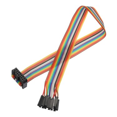 MECCANIXITY 1 Pcs IDC Rainbow Wire Flat Ribbon Cable FC-Female to 14P 11.8 Inch Length 2.54mm Pitch Breadboard Jumper Wires for Electronic Projects