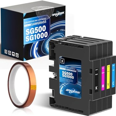 Spaceink New SG500 SG1000 Sublimation Ink Cartridg Compatible for Sawgrass Virtuoso SG500 SG1000 Printers(1 Black, 1 Cyan, 1 Magenta, 1 Yellow, 4-Pack)