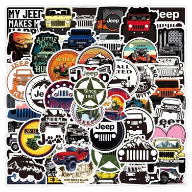 PVC Sticker Pack for Off-Roading, Jeeping Stickers. Vinyl Stickers for Laptop, Water Bottle, Adventure 4x4 Stickers. 50 Pack Stickers for Car Lovers. Waterproof, UV Resistant Mixed Stickers.
