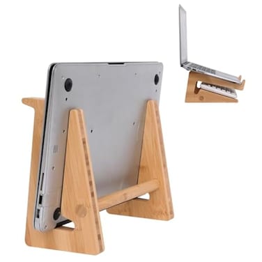 Nuvograin Laptop Stand, Wooden Vertical Laptop Stand for Desk, Bamboo Laptop Stand Compatible with MacBook Air Pro/Dell XPS/Surface pro/HP/Pixelbook/Lenovo, More Laptops 13-15.6inch