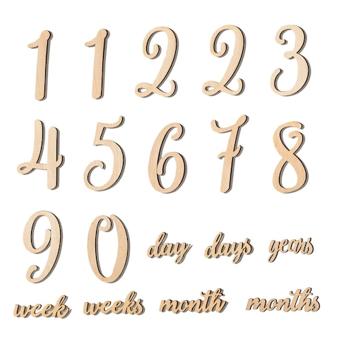 Promise Babe 19pcs Baby Milestone Numbers Wooden Milestones Newborn Photography Prop Wooden Milestone Monthly Card