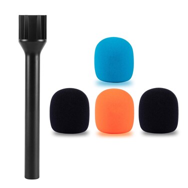 CaTeFo Interview GO Microphone Interview Handheld Adapter for RODE Wireless GO GO II DJI Mic Lark Max and Other Wireless Microphone with Color Foams -Built-in 1/4" Threads and Cold Shoe StarRig-C