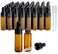PYAWI 50Pcs 5ml Sample Dropper Bottles，Amber Glass Dropper Bottles for Essential Oils Sample Cosmetic Perfume Traveling