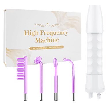 High Frequency Facial Wand,Portable Handheld High-Frequency Facial with 4 Argon Sticks - Violet (4 Violet Tubes)