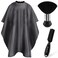 NICEMOVIC Hair Cutting Barber Cape for Men Women Kids with Neck Duster Brush and Barber Brush, Professional Barber Accessories Cleaning Supplies for Salon Haircut Styling (Black Stripe)