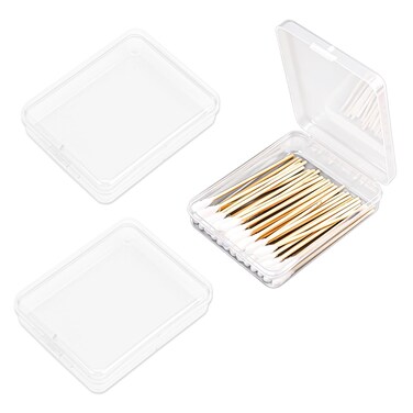 3 pieces Portable Travel Cotton Pad Holder,Bathroom Vanity Countertop Storage Organizer,Cotton Ball Holder Dispenser,Cosmetic Sponge Storage Box for Cotton Rounds, Swabs, Floss(3 x Transparent)