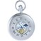 OGLE Waterproof Classics Roman Tourbillon Phases Moon Chain Fob Skeleton Automatic Mechanical Pocket Watch (Silver Case&amp;White)