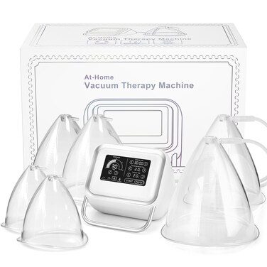 RUTAWZ Vacuum Therapy Machine for Home Salon Use, Portable Vacuum Therapy Set with 4 Modes and Adjustable Suction, 150ML/120ML/90ML Vacuum Cups, Touch Screen Design, 0-75kPa