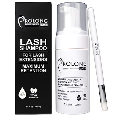 Eyelash Extension Shampoo &amp; Brush - Large 100ml Bottle - Gentle Foaming Cleanser Lash Wash for Extensions and Natural Lashes - Safe Daily Makeup Remover - Paraben &amp; Sulphate Free - Salon &amp; Home Use