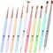 KINGMAS Nail Art Brushes, 10Pcs Nail Gel Polish Painting Brush Drawing Pen, Nail Liner Brush and Nail Dotting Pen Nail Dust Cleaning Brush