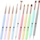 KINGMAS Nail Art Brushes, 10Pcs Nail Gel Polish Painting Brush Drawing Pen, Nail Liner Brush and Nail Dotting Pen Nail Dust Cleaning Brush