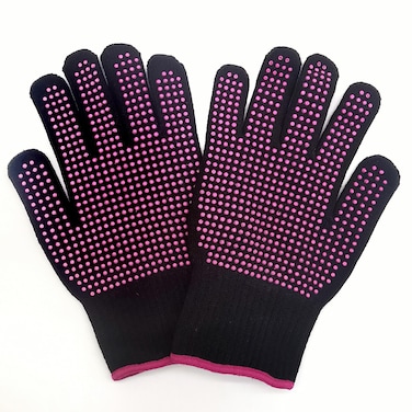 2Pcs Heat Resistant Gloves With Silicone Bumps, Hairdressing Anti-heat Gloves Mitts For Flat Iron, Curling Iron, Hair Dryers And Other Hair Styling Heating Tools, Universal Fit Size