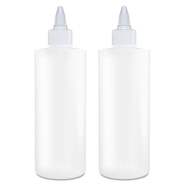 BRIGHTFROM Twist Top Applicator Bottles, Squeeze 8 OZ Empty Plastic Bottles, Refillable, Open/Close Nozzle - Hair Coloring/Multi Purpose (Pack of 2)