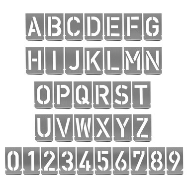 HAUTMEC 2Inch(50mm) Letter Number Stencils Set, 36 Pcs Stainless Steel Templates for Spray Painting, Reusable for Signs, Artistic Creativity, Narrow HT0346