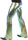 Mermaid Flare Pants: USA Made Holographic Men's Bell Bottom Flared Pants (S, Green Mermaid)
