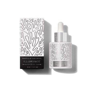 Naked &amp; Thriving Illuminate BC+ Face Serum   Hyaluronic Acid, Vitamin C, Bakuchiol   Organic, Vegan, &amp; Naturally-Derived Skin Care   For Mature Skin, Visible Spots and Wrinkles (1.0 fl oz/30 mL)