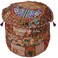 Stylo Culture Traditional Cotton Patchwork Embroidered Ottoman Stool Floor Pouf Cover Brown Floral 16x16x13 Inches Footstool Cushion Ethnic Decor Bean Bag Home