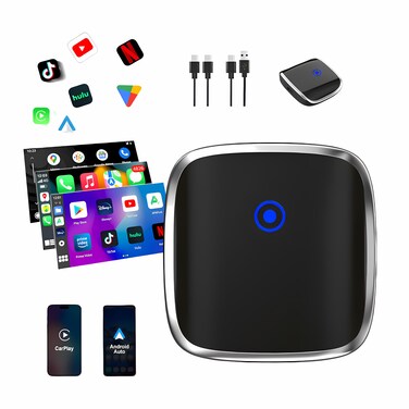 2in1 Wireless Carplay Adapter/Android Auto Wireless Adapter,Seamlessly Switch iOS/Android,5G,5.8GHz WiFi,Bluetooth,Low Latency,Automatic Connection Apple Car Play Wireless Adapter/Android Auto