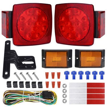 WoneNice LED Submersible Trailer Tail Light Kit for Trailers Under 80" Boat Pickup Truck Marine Camper RV Snowmobile, DOT Compliance, IP67 Waterproof