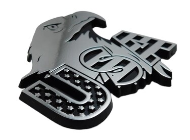 USA American Eagle Flag Black with Chrome Eagle Plastic car Emblem Decal 3