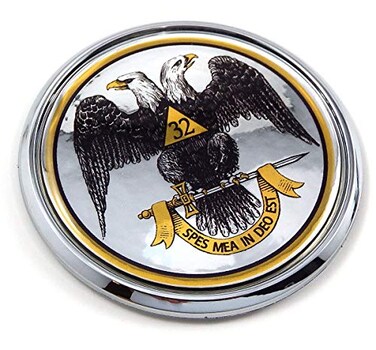 Scottish Rite 32nd Degree Flag 2.75" Car Chrome Round Emblem Decal 3D Badge