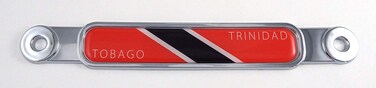 Trinidad and Tobago Flag Chrome Emblem Screw On car License Plate Decal Badge