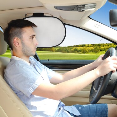 Car Window Sunahde TFY Car Interior Roof Handle Mounted Sun Blocker &amp; Sunshade - Silver