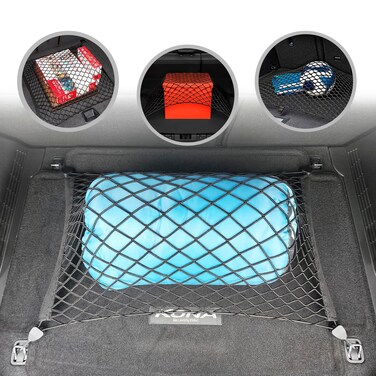 Floor Style Automotive Elastic Trunk Mesh Cargo Net for Hyundai Kona SE SEL N Line 2018-2025 - Premium Trunk Organizers and Storage - Luggage Net for Crossover - Best Car Organizer for Hyundai Kona