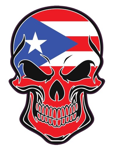 Puerto Rican Flag Skull Vinyl Decal - Puerto Rico Bumper Sticker - Proud Puerto Rico Sticker