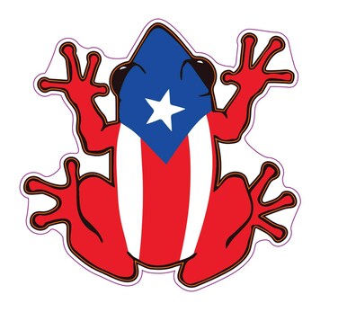 Puerto Rican Flag Frog Vinyl Decal - Tree Frog Bumper Sticker - Proud Puerto Rico Sticker