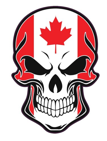 Canadian Flag Skull Vinyl Decal - Canada Bumper Sticker - Proud Canadian Sticker