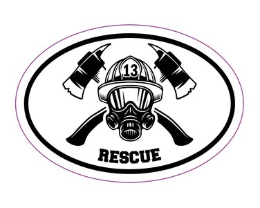 Oval Firefighter Fire and Rescue Decal - Fire Department Bumper Sticker - Firefighter Sticker