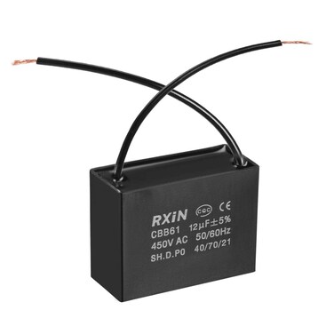 uxcell Ceiling Fan Capacitor CBB61 12uF 450V AC 2 Wires Metalized Polypropylene Film Capacitors 58x25x42mm for Water Pump Motor Generator