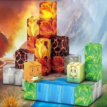 Magnetic Mine Building-Blocks World Dinosaur Toys, Magnet Montessori Holiday Building Set Cubes, Christmas 24 Days Countdown Stocking Stuffers for Boys &amp; Girls Ages 4-8