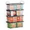 Freezer Organizer Bins(14.6&lsquo;&rsquo;L X 7.1&lsquo;&rsquo;W X 5.2&lsquo;&rsquo;H) - 4 Pack Stackable Chest Freezer Organizer for 7 Cu.FT Deep Freezer Sort Frozen Meats   Deep Freezer Organizer Bins Get Food Easily w/Handle(Black)