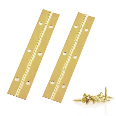 CChiai 2PCS Golden Piano Hinges Stainless Steel Heavy Duty Piano Hinges Cabinet Door Wrap with Installation Screws Table Chair Wooden Box Cabinet Long Hinge for Wooden Furniture Tool