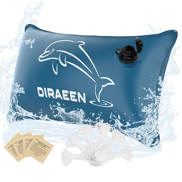 Pool Pillow 6.6 ft. x 10 ft. Double Sealed Pool Pillows for Above Ground Pools Cover Winterizing, Heavy Duty Pool Pillows Float, Extra Durable 0.4 mm PVC Winter Pool Air Pillow with 6 18-Foot Ropes