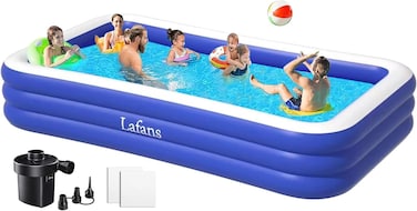 Large Inflatable Pool with Pump for Adults, Lafans 130"x72"x22" Full-Sized Swimming Pools Above Ground, Extra Thickened Blow-Up Pool for Backyard Garden Lawn Indoor Outdoor