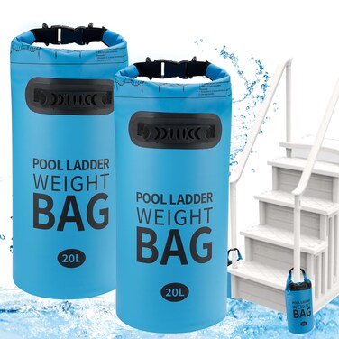 Upgrade Pool Ladder Weights with Handle, Pool Step Weights, 20L x 2PCS, 44 lbs Waterproof Sandbags for Above Ground/in Gound, Heavy Duty