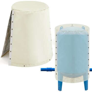 3-way Round Water Well Tank Cover Insulated 24"w x 34"h Weatherproof Water Pressure Tank Jacket Multiple Layers Material Outdoor Well Tank Insulation Blanket for Yard Outside Winter Freeze Protection