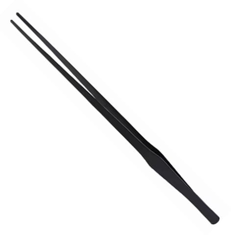 QLXHBOT Stainless Steel Polished Extra Long 15 inch Tongs Tweezers with Precision Serrated Tips for Garden,Aquarium Fish Tank, Indoor, Outdoor, black 1Pcs